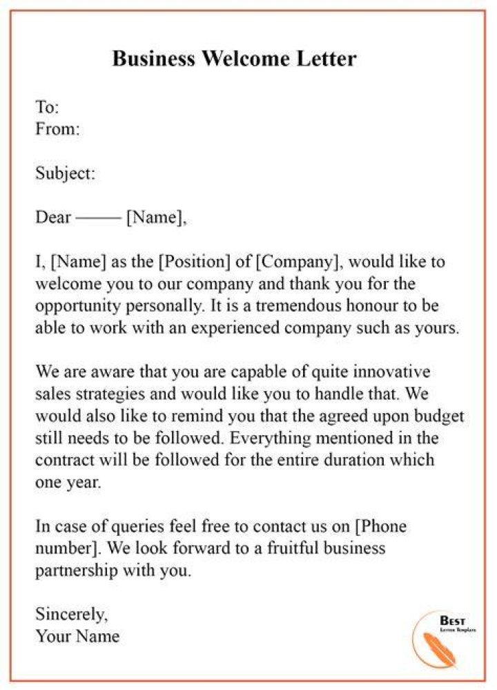 How do I write a business welcome letter?