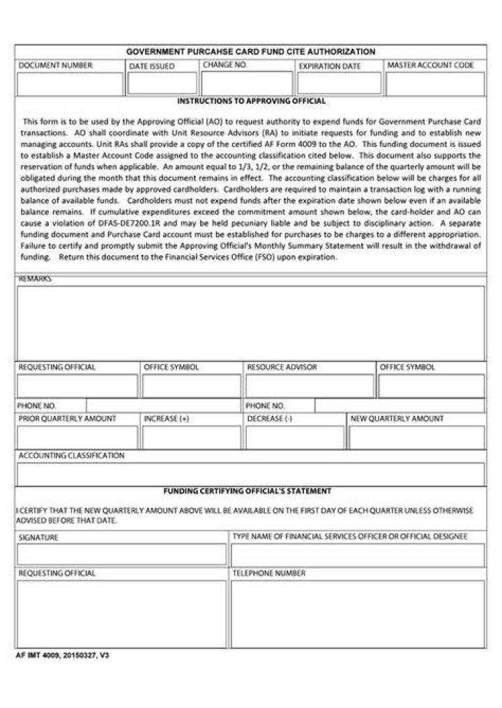 What is a AF Form 4009?