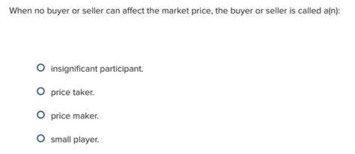 When no buyer or seller can affect the market price the buyer or seller is called?
